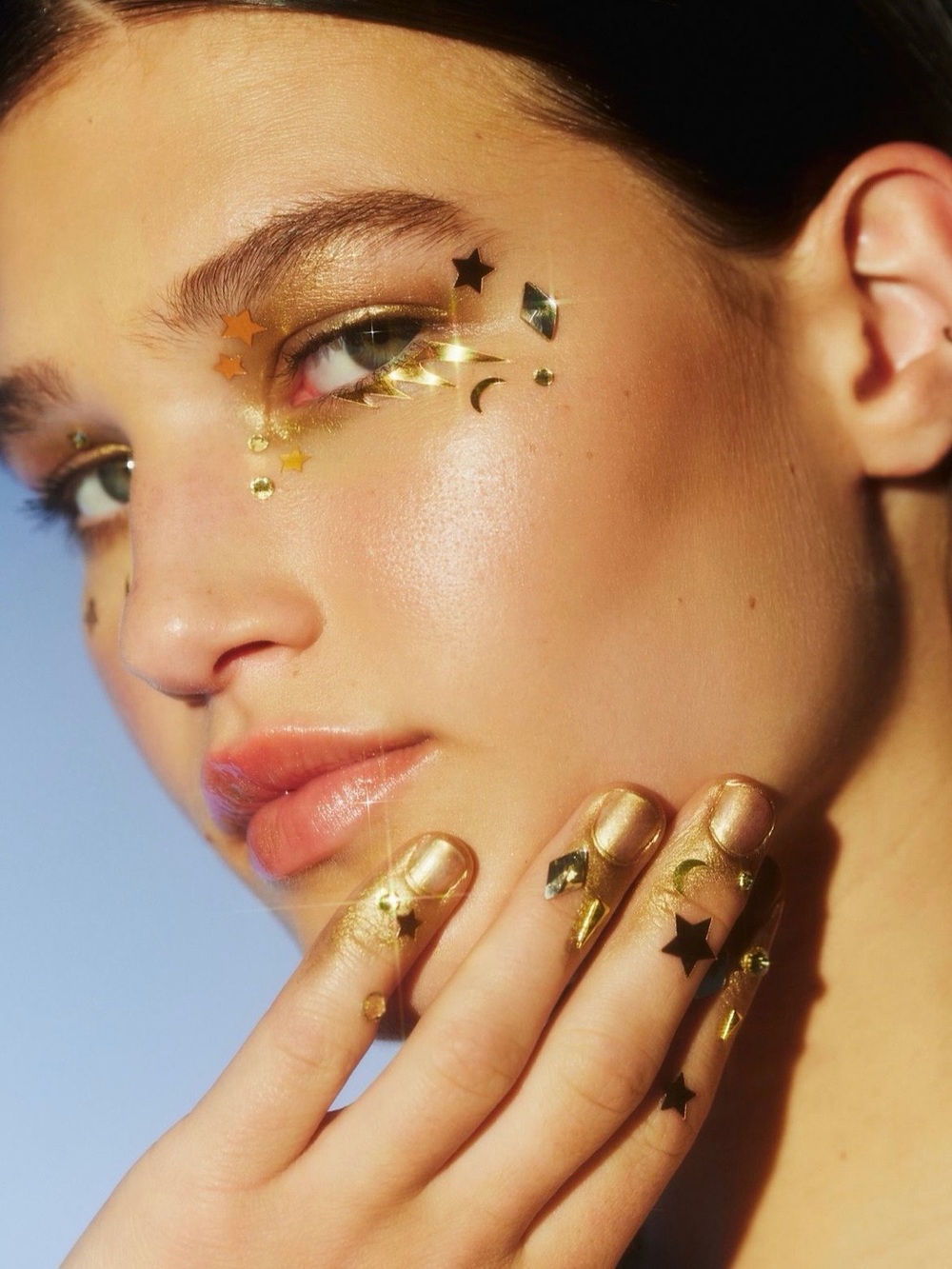 Urban Outfitters Pley Gold Celestial Face Sticker Set